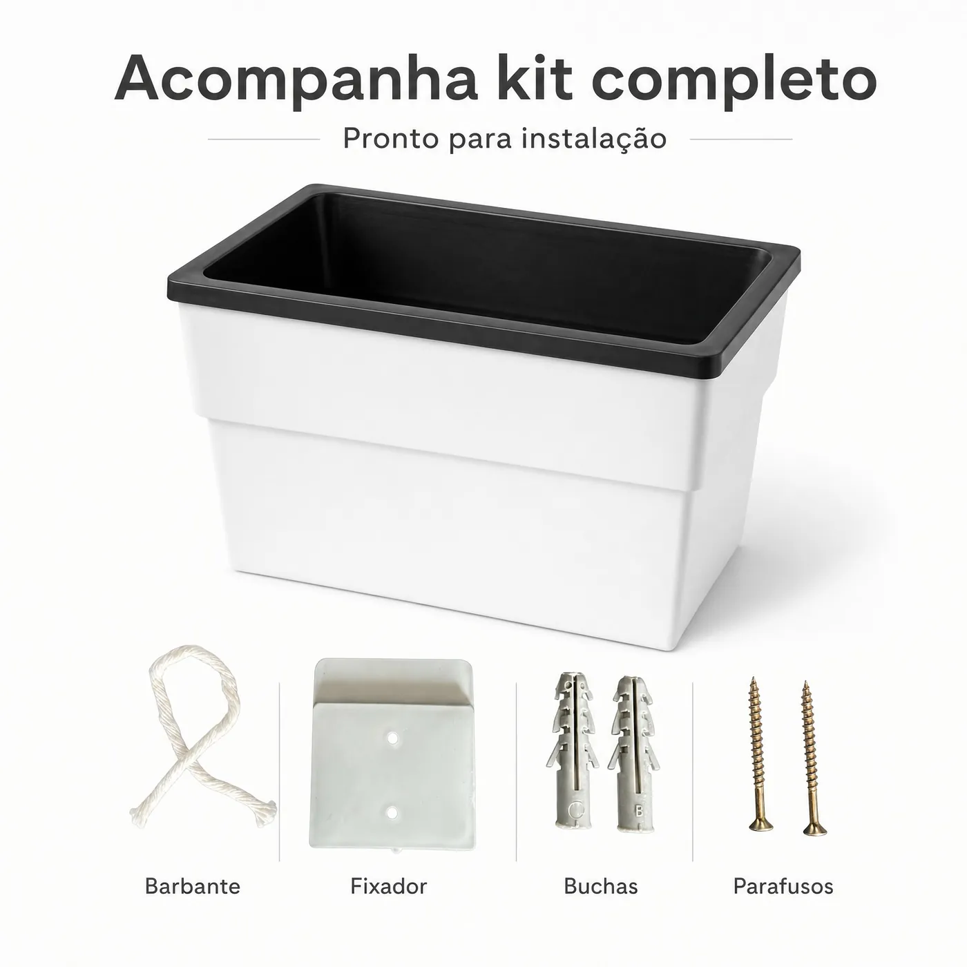 Vaso Anti Dengue com o kit completo: barbante, fixador, buchas e parafusos